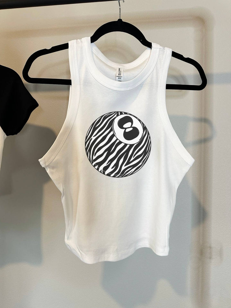 Zebra 8 Ball Cropped Tank
