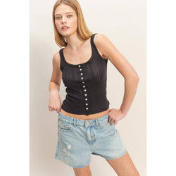 HYFVE Button Front Ribbed Tank Top