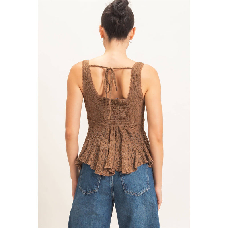 HYFVE Lace V-Neck Peplum Top