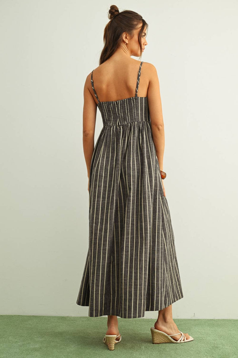 Miou Muse Stripe Pattern Long Dress