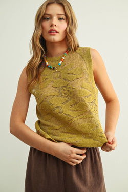 Miou Muse Floral Knitted Sleeveless Top