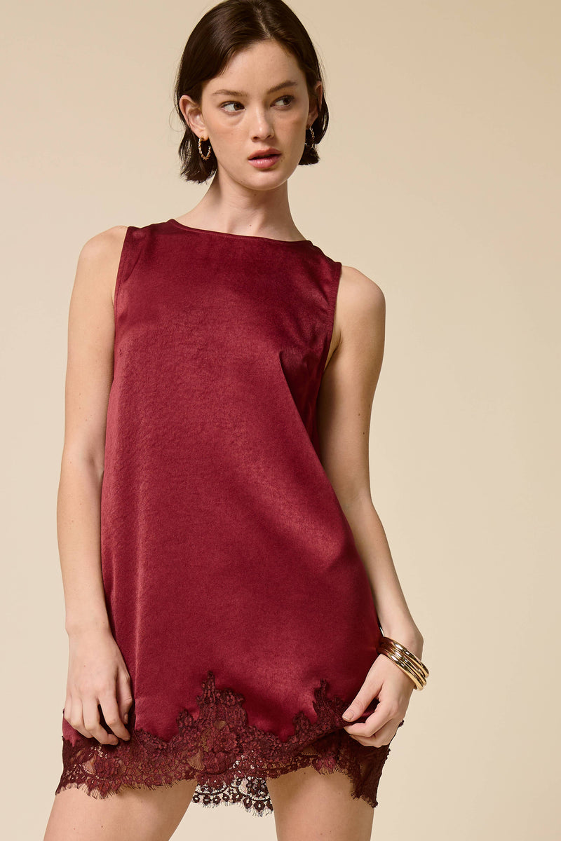 Mimosa Lace Trim Sleeveless Mini Dress