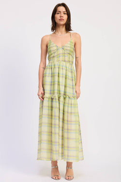 SPAGHETTI STRAP MAXI DRESS WITH SMOCKING