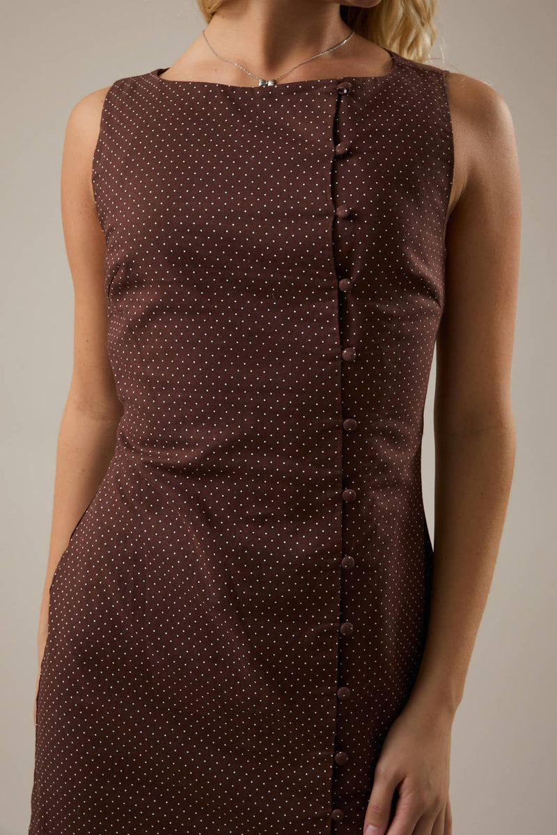 Le Lis BOAT NECK BUTTON DETAIL SLEEVELESS MINI DRESS