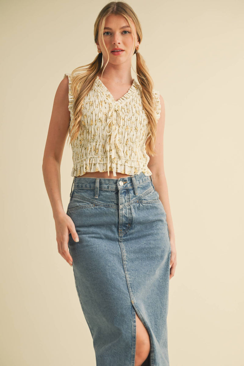 &merci Smocked Ruffle Top