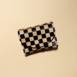 Primecut Cardholder - Tan Checkered Hair on Hide