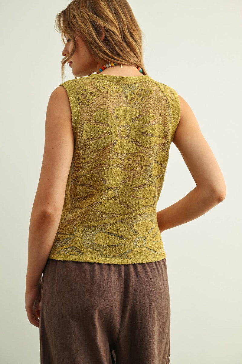 Miou Muse Floral Knitted Sleeveless Top
