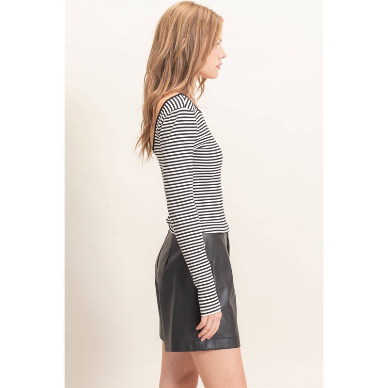 HYFVE Striped Boat Neck Long Sleeve Top