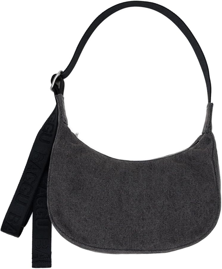 Baggu Small Denim Crescent Washed Black Denim