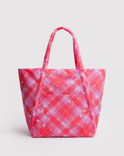 Baggu Nylon Cloud Bag Pink Star Plaid