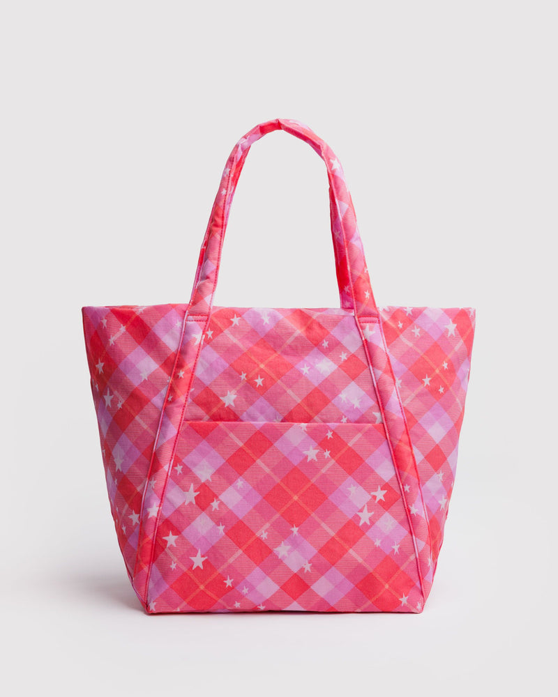 Baggu Nylon Cloud Bag Pink Star Plaid