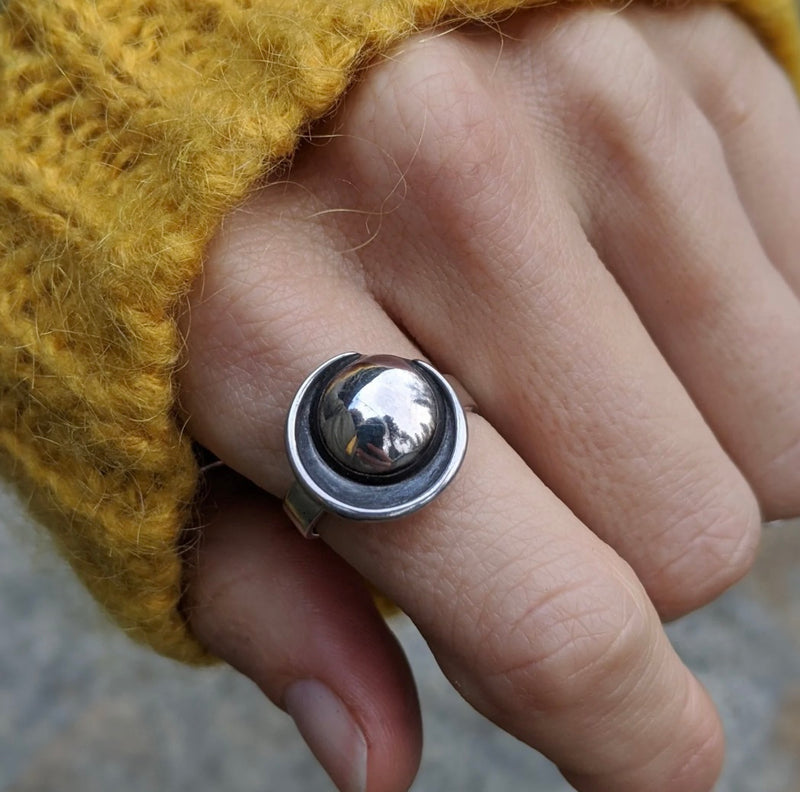 Solid Silver Eclipse Ring by Leora Coronel
