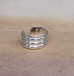 Ribbed Solid Sterling Silver Ear Cuff by Leora Coronel