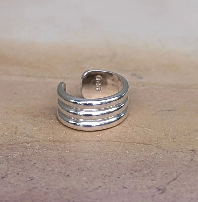 Ribbed Solid Sterling Silver Ear Cuff by Leora Coronel