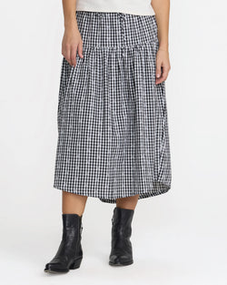 RVCA Go West Midi Skirt Black and White Gingham 100% cotton