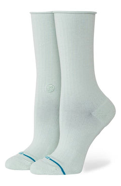 Stance Crew Height Rolled Hem Light Blue Sock Women’s