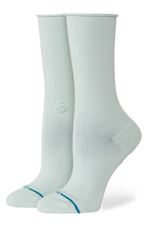 Stance Crew Height Rolled Hem Light Blue Sock Women’s