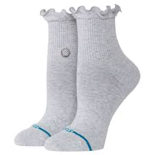 Stance Ruffle Cuff Quarter Height Heather Gray Sock Women’s