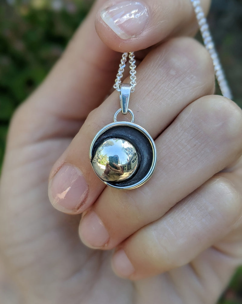 Solid Silver Eclipse Necklace by Leora Coronel