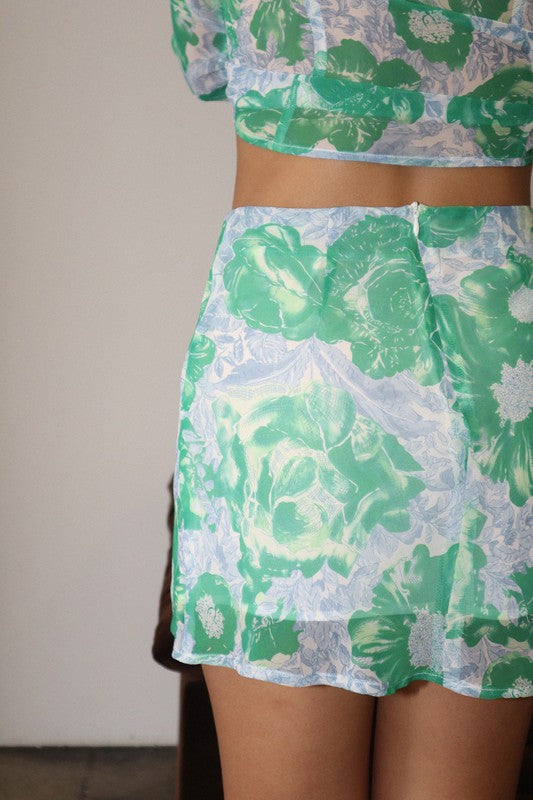 Bailey Rose Chiffon Bias Cut Mini Skirt