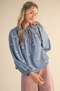 &merci Embroidered Yolked Blouse