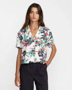 RVCA Riviera Short Sleeve Button Down in Cloud