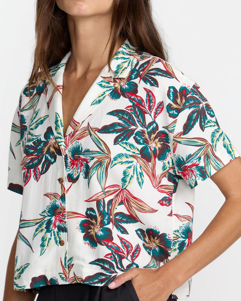 RVCA Riviera Short Sleeve Button Down in Cloud