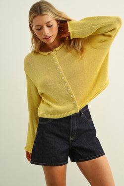 Miou Muse Lightweight Button Front Cardigan