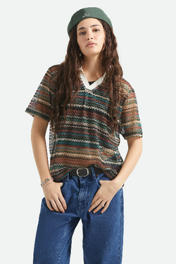 Brixton Varsity T- Shirt in Multi Retro Stripe