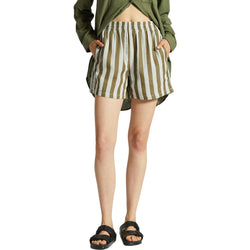 Brixton Mykonos Stripe Boxer Short in Military Olive