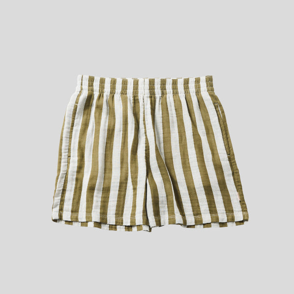 Brixton Mykonos Stripe Boxer Short in Military Olive
