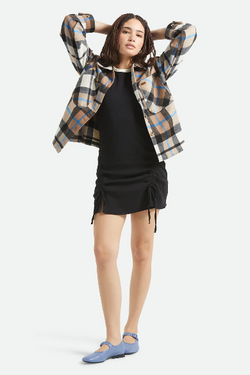 Brixton Bowery Women’s Soft Brushed Flannel in Washed Black/Sand