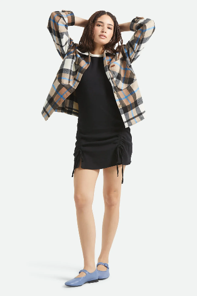 Brixton Bowery Women’s Soft Brushed Flannel in Washed Black/Sand