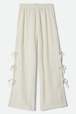 Brixton Seaside Eyelet Wide Leg Pant in Off White Eyelet