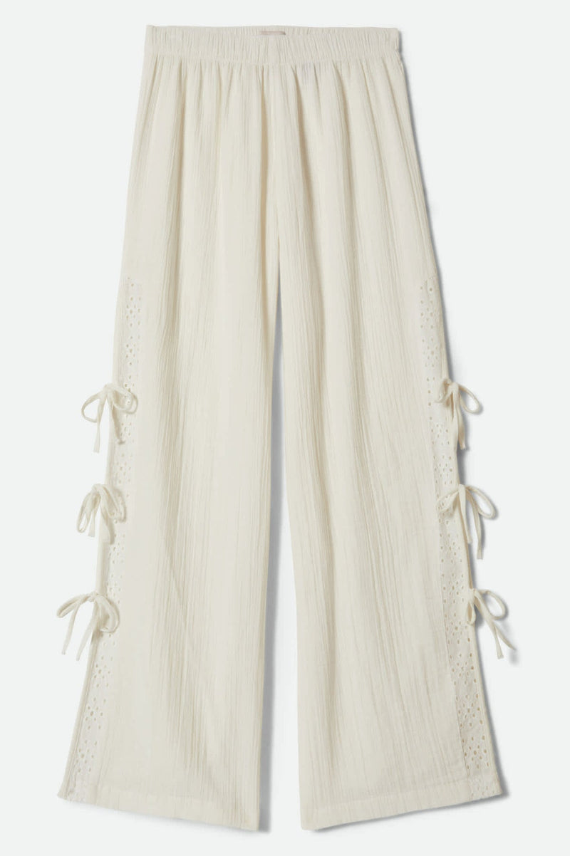 Brixton Seaside Eyelet Wide Leg Pant in Off White Eyelet