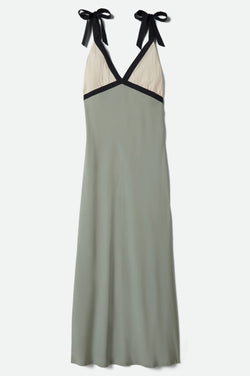 Brixton Sunset Tie Slip Dress in Sage Green/Whitecap