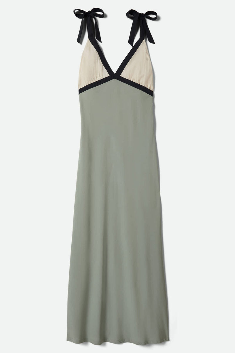 Brixton Sunset Tie Slip Dress in Sage Green/Whitecap