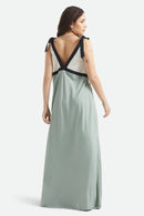 Brixton Sunset Tie Slip Dress in Sage Green/Whitecap