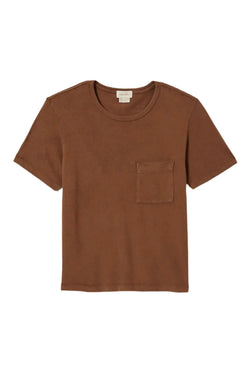Brixton Carefree Organic Cotton Garment Dye Perfect Pocket T-Shirt in Pinecone Brown