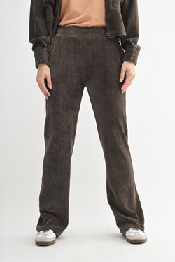 Mono B Terrain Midrise Corduroy Flared Pants in Dark Olive