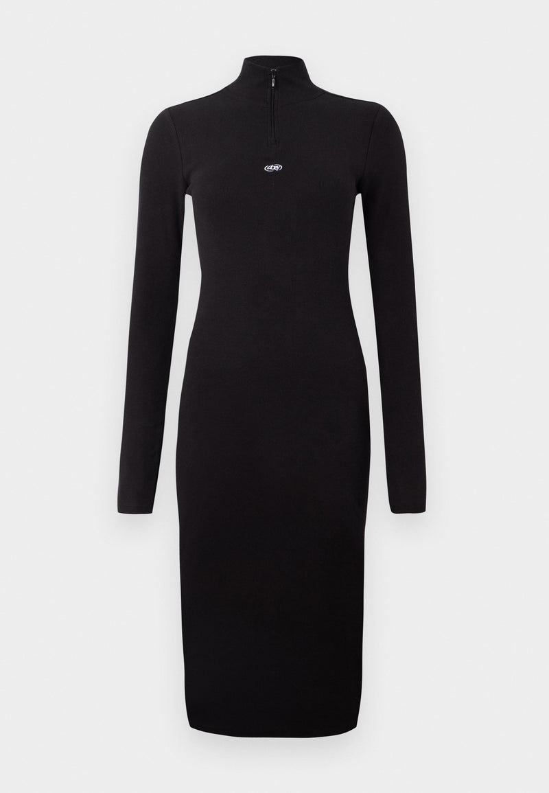 Obey Malina Mock Neck Jersey Dress in Digital Black