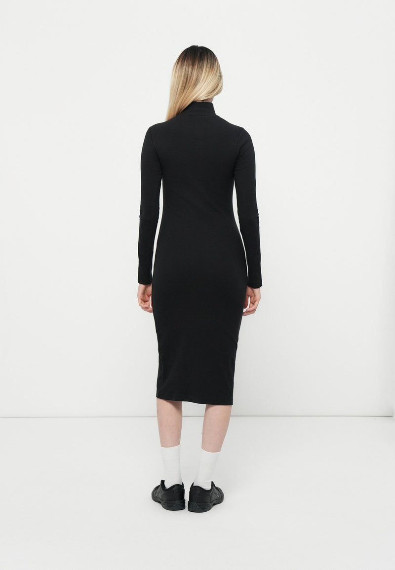 Obey Malina Mock Neck Jersey Dress in Digital Black