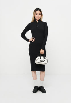 Obey Malina Mock Neck Jersey Dress in Digital Black