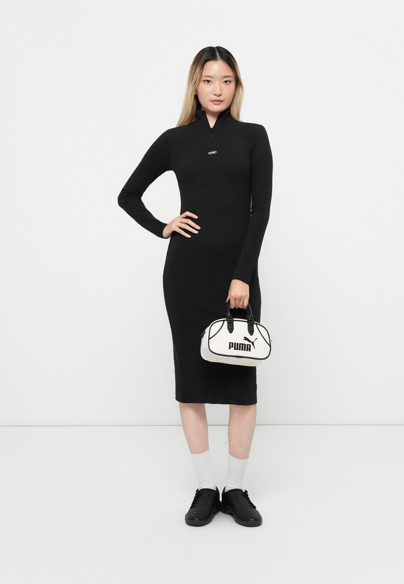Obey Malina Mock Neck Jersey Dress in Digital Black
