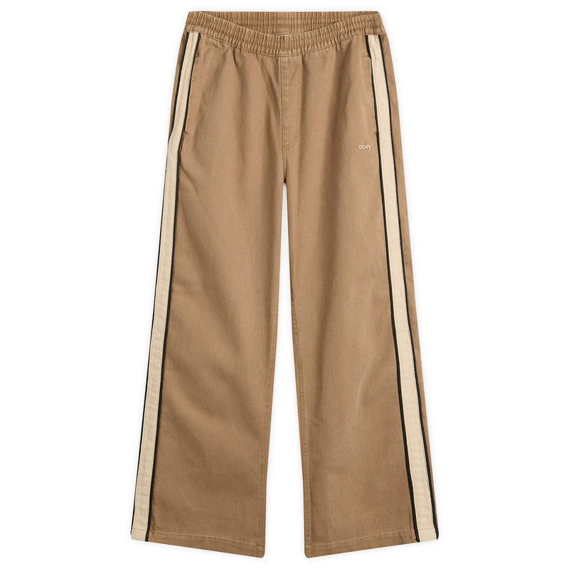 Obey Astrid Side Stripe Pant in Tan Faded Wash