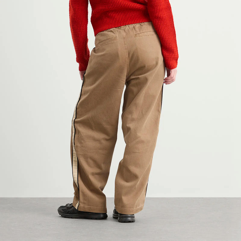 Obey Astrid Side Stripe Pant in Tan Faded Wash