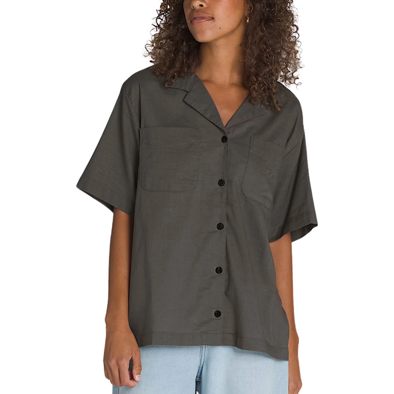 Vans Cassidy Camp Shirt in Asphalt Grey