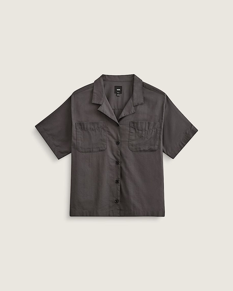 Vans Cassidy Camp Shirt in Asphalt Grey