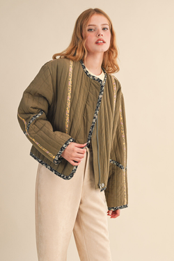 &merci Quilted Jacket With Contrast Binding Detail