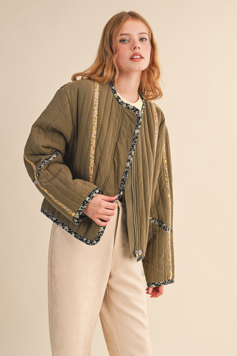 &merci Quilted Jacket With Contrast Binding Detail